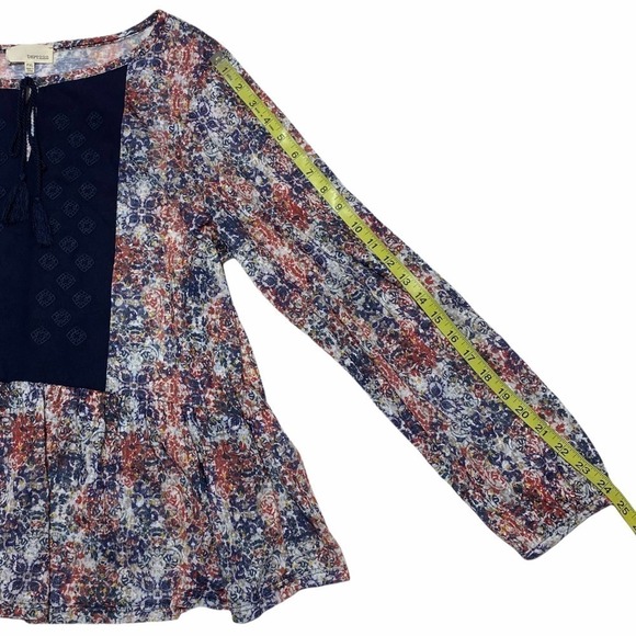 DEPT222 Floral Embroidered Tassel Tie L/S Blouse - Picture 8 of 12